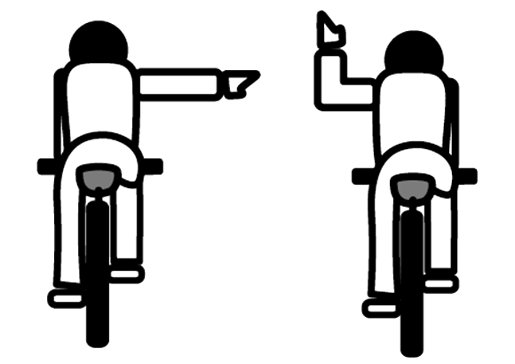 自転車の手信号　右折